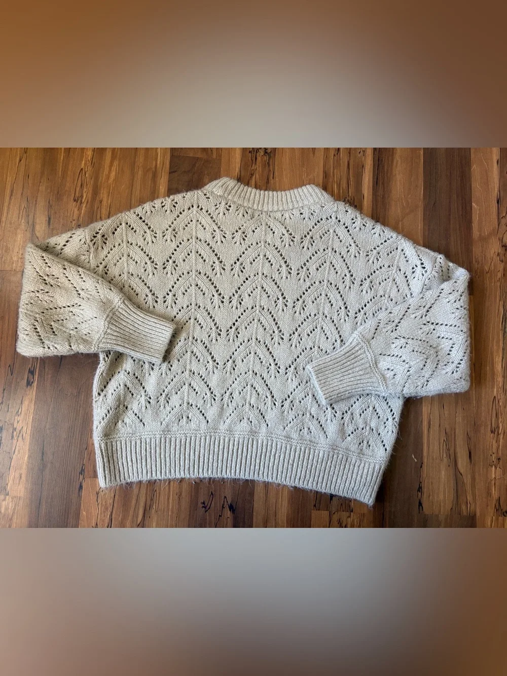 Old Navy Pointelle Knit Cream Long Sleeve Soft Chunky Sweater - Size L